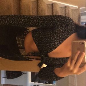 floral long sleeve wrap top